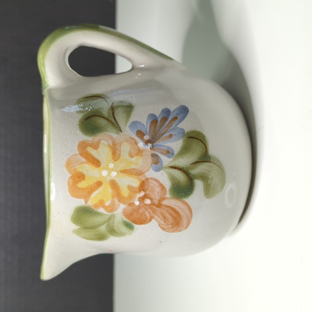 Vintage 24 Oz Small Louisville Stoneware Floral Pitcher
